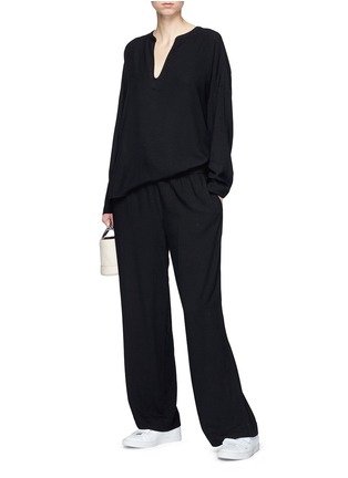 Figure View - Click To Enlarge - JAMES PERSE - Drawstring wide leg twill pants