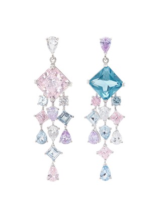 Main View - Click To Enlarge - ANABELA CHAN - 'Asscher' diamond gemstone geometric link fringe earrings
