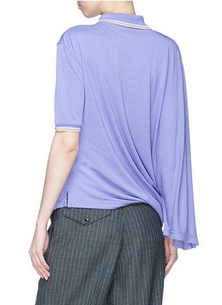 Back View - Click To Enlarge - SIRLOIN - 'Shwirt' asymmetric drape silk polo shirt
