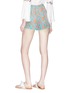 Back View - Click To Enlarge - FIGUE - 'Maja' pompom cuff paisley print silk crepe shorts
