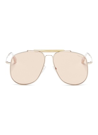 Main View - Click To Enlarge - TOM FORD - 'Connor' acetate brow bar metal aviator sunglasses
