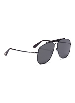 Figure View - Click To Enlarge - TOM FORD - 'Connor' acetate brow bar metal aviator sunglasses