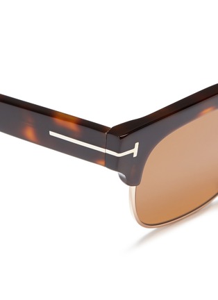 Detail View - Click To Enlarge - TOM FORD - 'Harry' metal rim tortoiseshell acetate square sunglasses