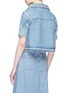 Back View - Click To Enlarge - MONSE - Collared denim crop top