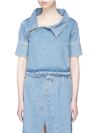 Main View - Click To Enlarge - MONSE - Collared denim crop top