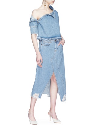 Figure View - Click To Enlarge - MONSE - Collared denim crop top
