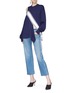 Figure View - Click To Enlarge - MONSE - Cutout shoulder asymmetric sash drape wool sweater
