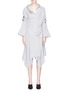 Main View - Click To Enlarge - MONSE - Ring ruched sleeve stripe asymmetric wrap shirt dress