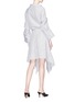 Figure View - Click To Enlarge - MONSE - Ring ruched sleeve stripe asymmetric wrap shirt dress