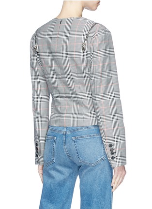 Back View - Click To Enlarge - MONSE - Zip shoulder check plaid top