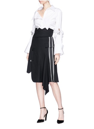 Figure View - Click To Enlarge - MONSE - Stripe asymmetric deconstructed wrap blazer skirt