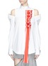 Main View - Click To Enlarge - MONSE - Ruffle sash drape cold shoulder poplin shirt