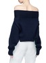 Back View - Click To Enlarge - MONSE - 'Upside Down' colourblock wool cropped off-shoulder sweater