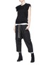 Figure View - Click To Enlarge - RICK OWENS  - Textured yoke overlay T-shirt