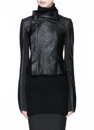 Main View - Click To Enlarge - RICK OWENS  - Asymmetric leather biker jacket