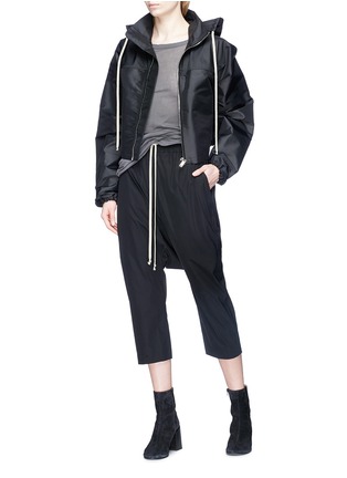 Figure View - Click To Enlarge - RICK OWENS  - Drawstring drop crotch cropped pants