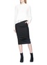 Figure View - Click To Enlarge - RICK OWENS  - 'Soft Pillar' split back poplin midi skirt