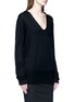 Front View - Click To Enlarge - RICK OWENS  - Ribbed sleeve cashmere knit hoodie