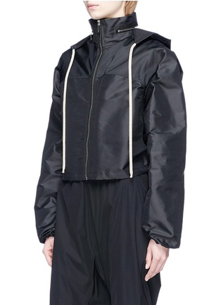 Front View - Click To Enlarge - RICK OWENS  - Retractable hood cropped windbreaker jacket