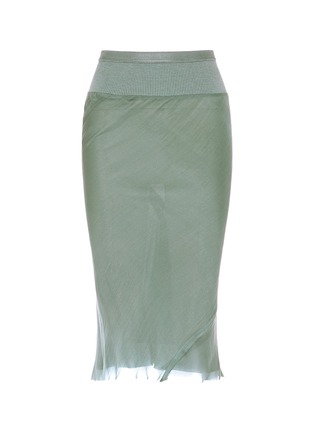 Main View - Click To Enlarge - RICK OWENS  - Ribbed waist gathered back silk chiffon midi skirt