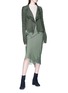 Figure View - Click To Enlarge - RICK OWENS  - Ribbed waist gathered back silk chiffon midi skirt