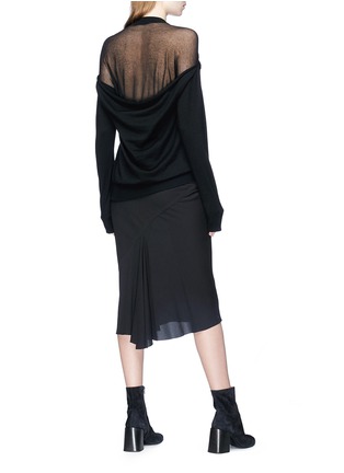 Figure View - Click To Enlarge - RICK OWENS  - Ribbed waist gathered back crepe midi skirt