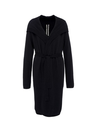 Main View - Click To Enlarge - RICK OWENS  - Hooded belted long cashmere cardigan