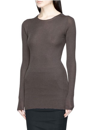 Front View - Click To Enlarge - RICK OWENS  - Virgin wool rib knit sweater