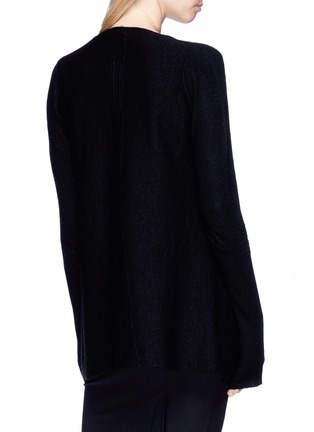 Back View - Click To Enlarge - RICK OWENS  - Ribbed sleeve cashmere open cardigan