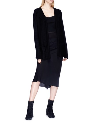 Figure View - Click To Enlarge - RICK OWENS  - Ribbed sleeve cashmere open cardigan