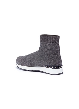 Figure View - Click To Enlarge - WINK - Liquorice' mid top glitter Lurex knit kids sneakers