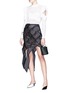 Figure View - Click To Enlarge - SELF-PORTRAIT - Bow asymmetric stripe panelled skirt