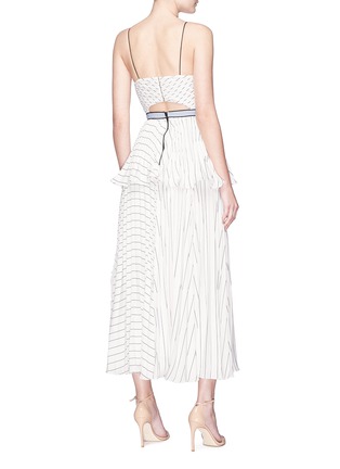 Figure View - Click To Enlarge - SELF-PORTRAIT - Pleated stripe tiered maxi dress