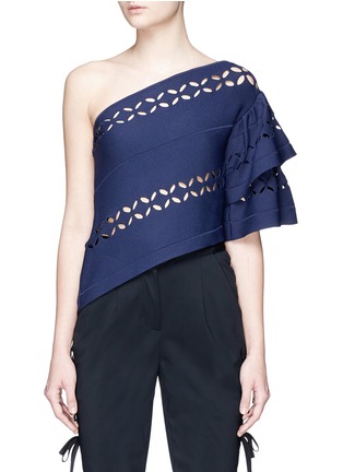 Main View - Click To Enlarge - SELF-PORTRAIT - Cutout one-shoulder knit top