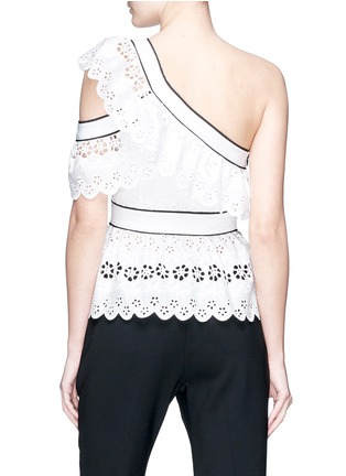 Back View - Click To Enlarge - SELF-PORTRAIT - Ruffle broderie anglaise one-shoulder top