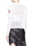 Back View - Click To Enlarge - SELF-PORTRAIT - Ruffle cold shoulder mix knit top