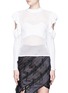 Main View - Click To Enlarge - SELF-PORTRAIT - Ruffle cold shoulder mix knit top
