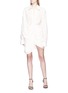 Figure View - Click To Enlarge - JACQUEMUS - Ruched drape stripe shirt dress