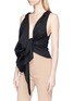 Front View - Click To Enlarge - JACQUEMUS - 'Bahia' ruched sash drape front sleeveless hopsack top