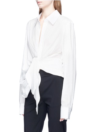 Front View - Click To Enlarge - JACQUEMUS - Ruched drape stripe shirt