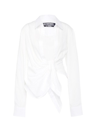 Main View - Click To Enlarge - JACQUEMUS - Ruched drape stripe shirt