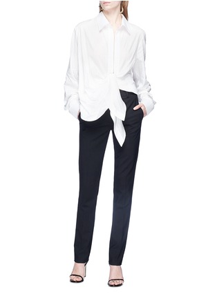 Figure View - Click To Enlarge - JACQUEMUS - Ruched drape stripe shirt