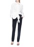 Figure View - Click To Enlarge - JACQUEMUS - Ruched drape stripe shirt