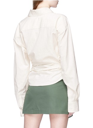 Back View - Click To Enlarge - JACQUEMUS - Tie front ruched stripe shirt