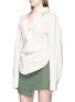 Front View - Click To Enlarge - JACQUEMUS - Tie front ruched stripe shirt