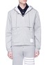 Main View - Click To Enlarge - THOM BROWNE  - Mesh stripe trim wool zip hoodie