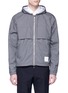 Main View - Click To Enlarge - THOM BROWNE  - Mesh stripe trim wool zip hoodie