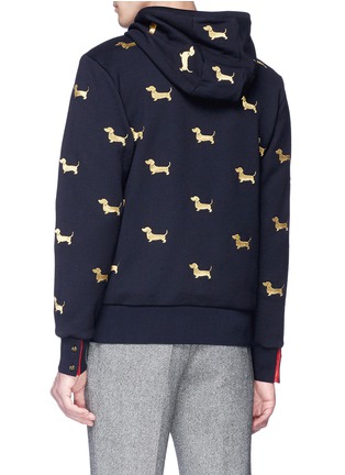 Back View - Click To Enlarge - THOM BROWNE  - Hector embroidered zip hoodie