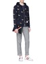 Figure View - Click To Enlarge - THOM BROWNE  - Hector embroidered zip hoodie
