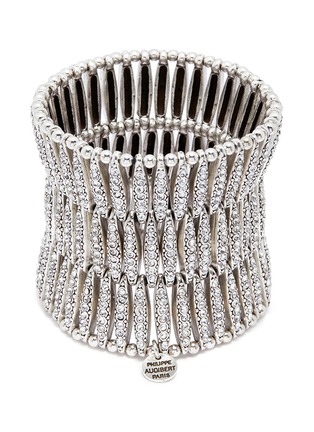 Main View - Click To Enlarge - PHILIPPE AUDIBERT - 'Almond' Swarovski crystal three row plate elastic bracelet